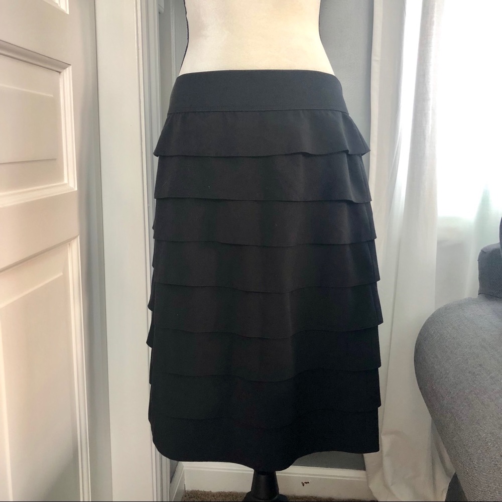 Alfani Tiered Ruffle Skirt Black Sz 14